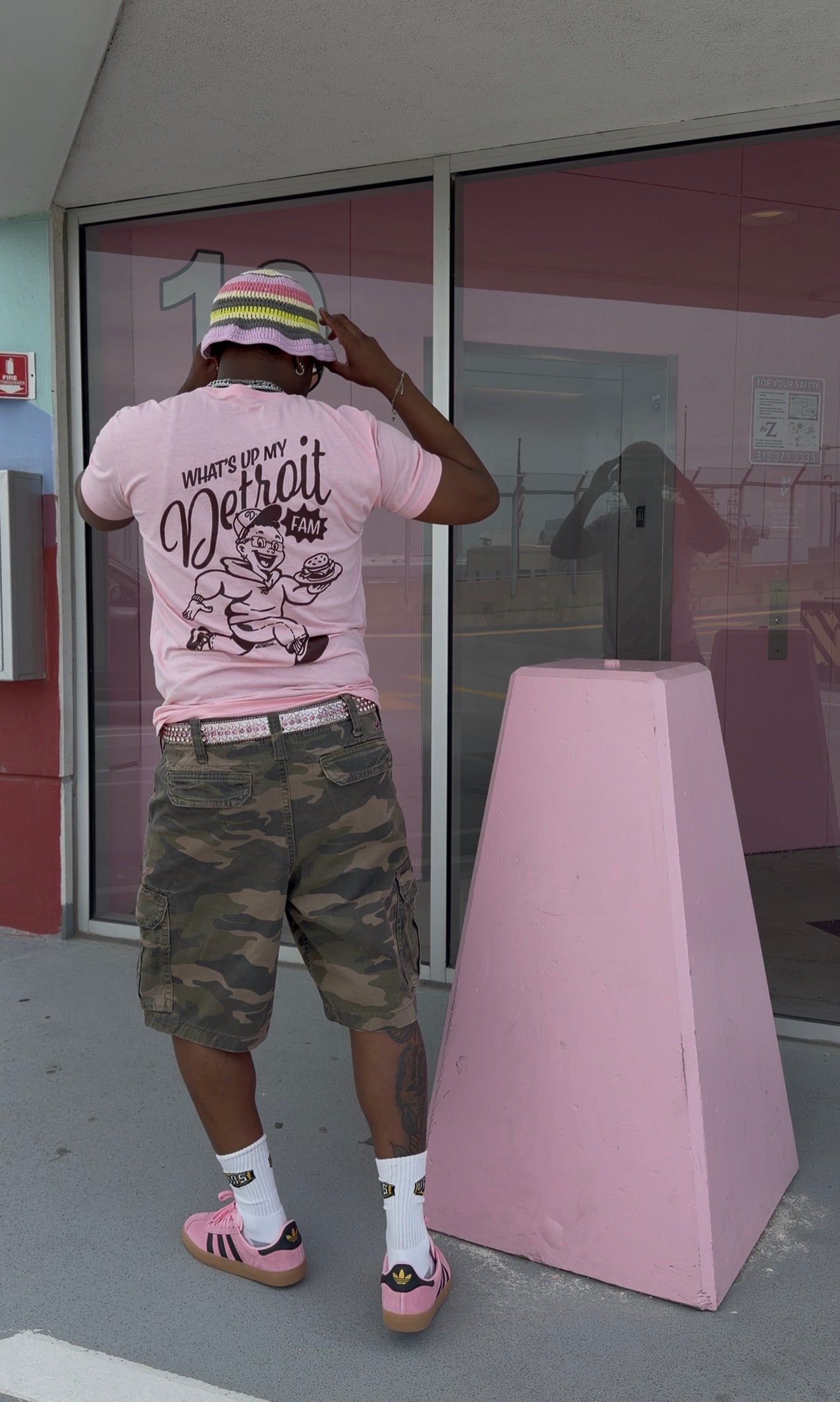 What's Up My Detroit Fam T Shirt- Pink / Plum