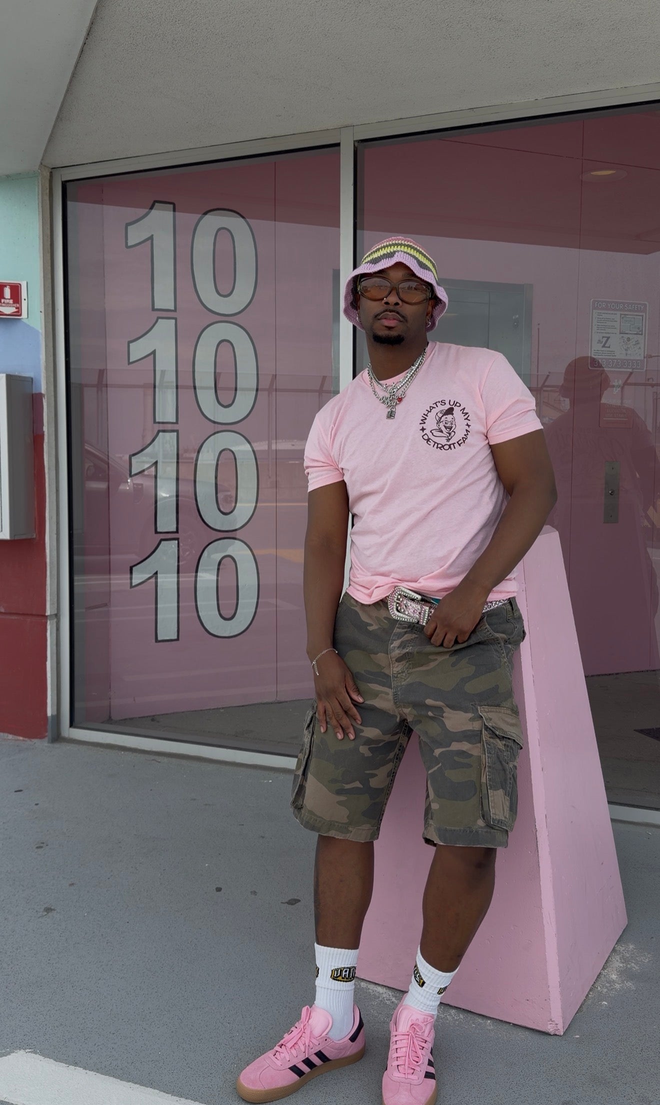 What's Up My Detroit Fam T Shirt- Pink / Plum