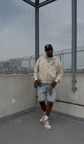 What's Up My Detroit Fam Crop Hoodie- Cream/Brown