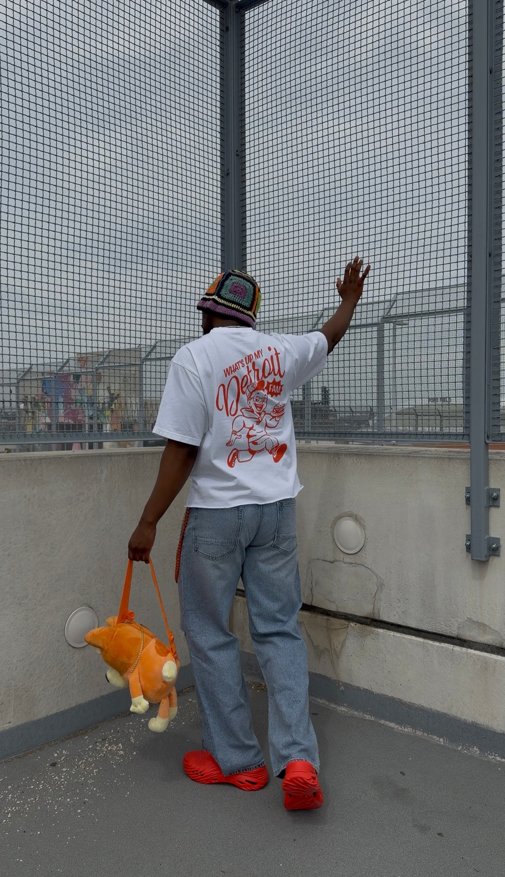 What's Up My Detroit Fam Cropped Shirt - White/Orange