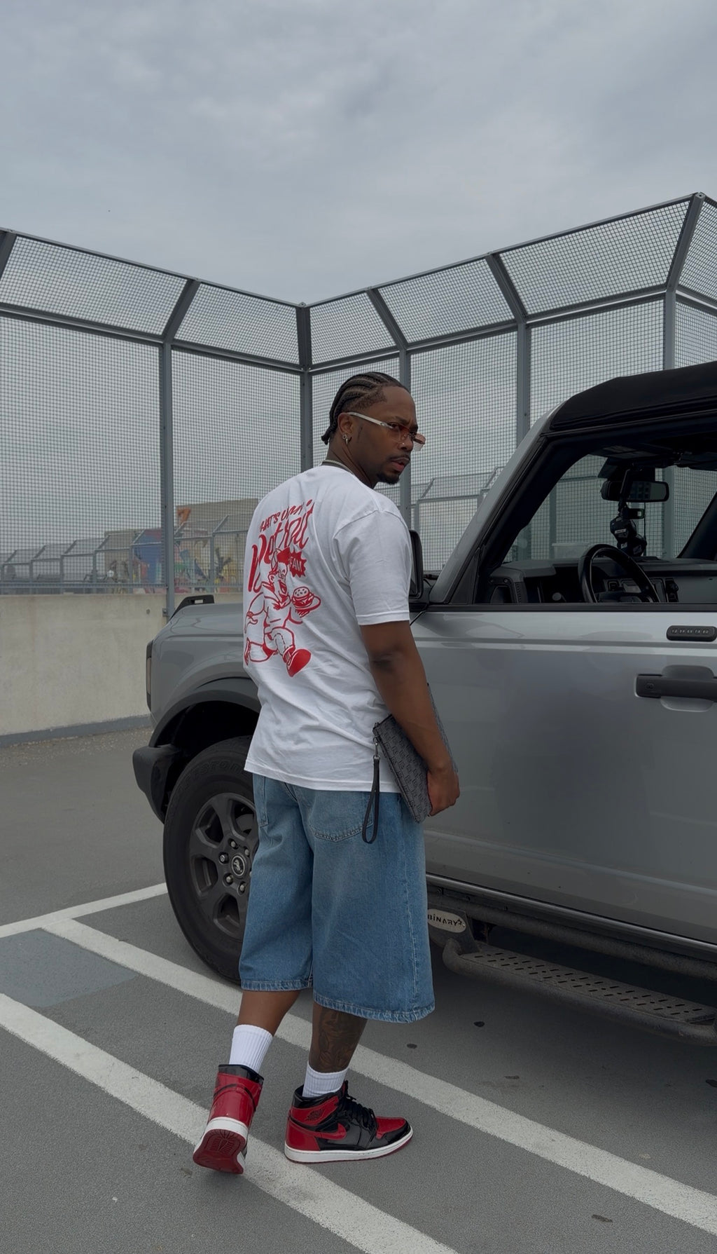 What's Up My Detroit Fam T Shirt- White / Red